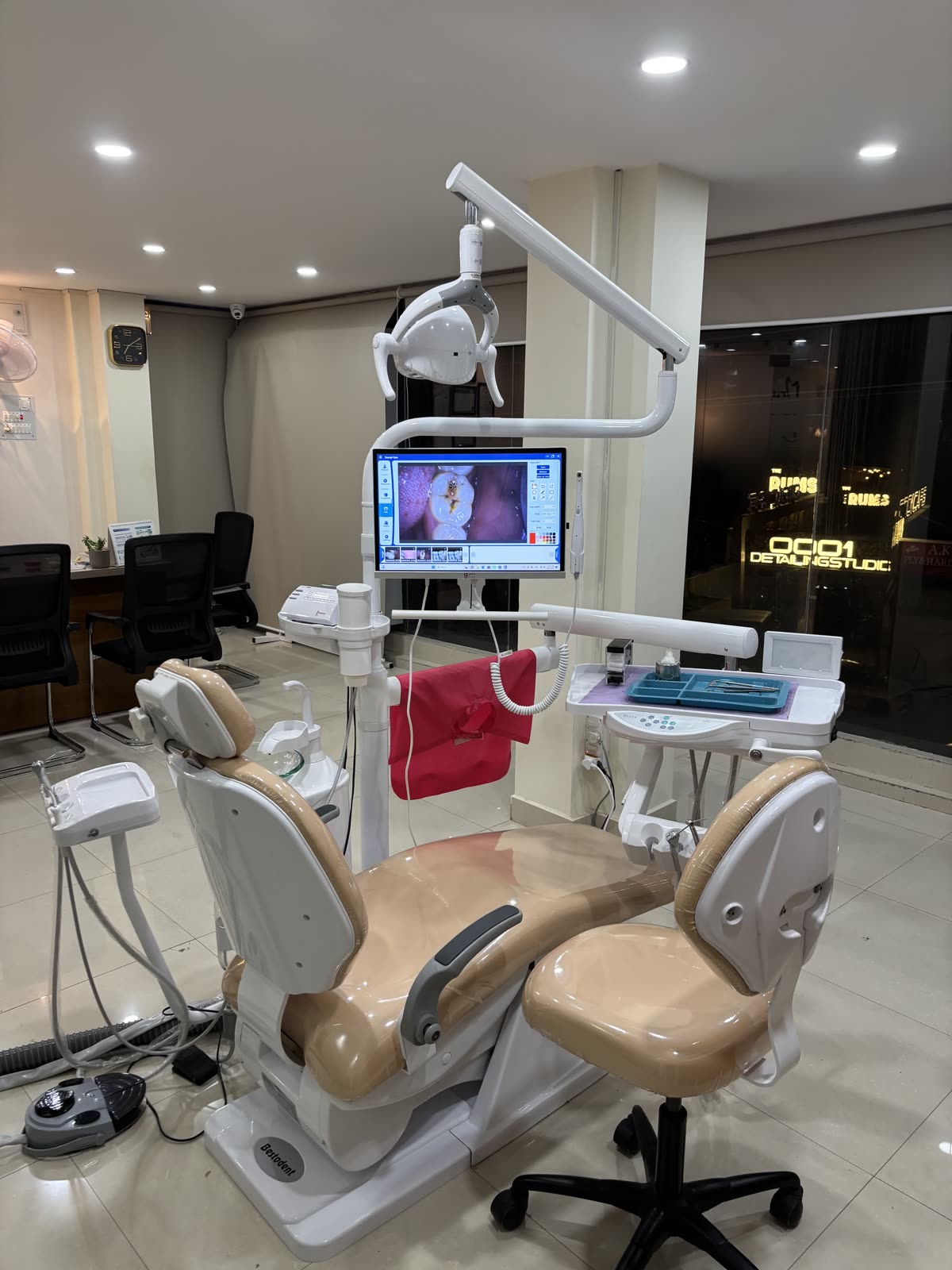 Dental chair at Enamel Dental Clinic, Argora.