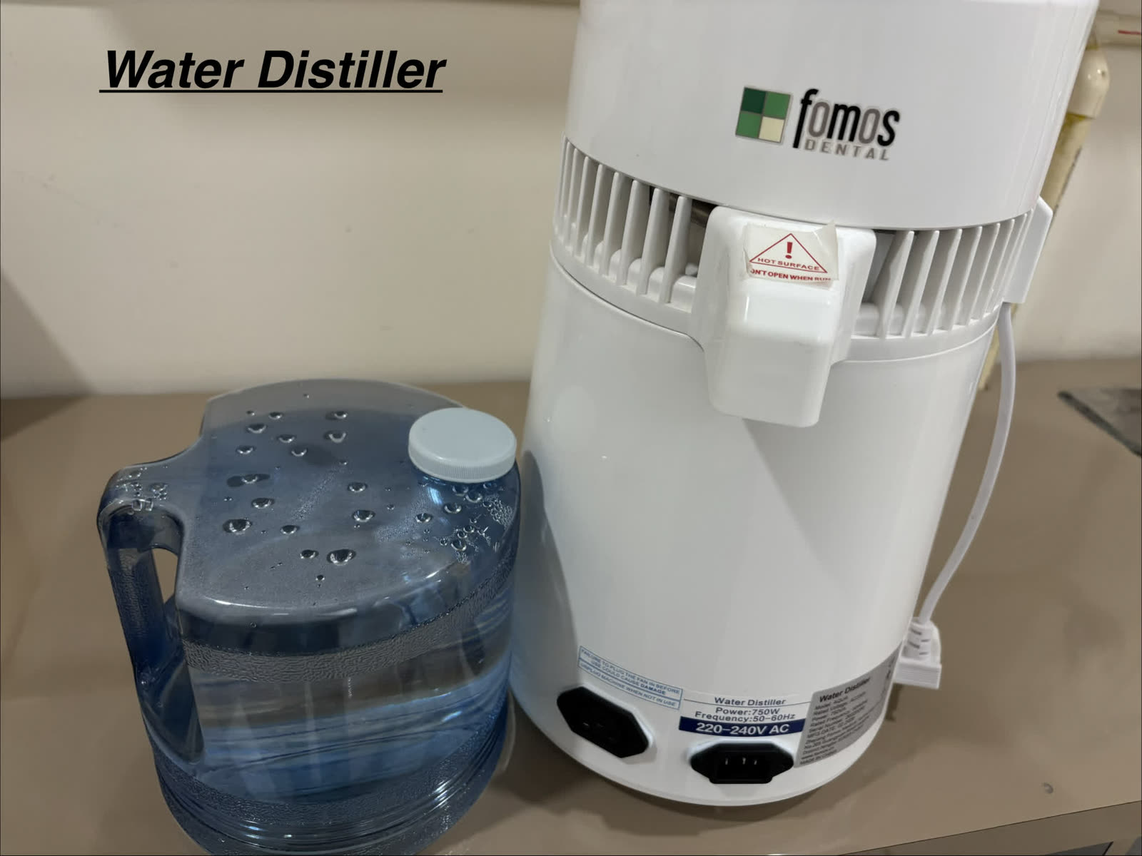 Water distiller at Enamel Dental Clinic.